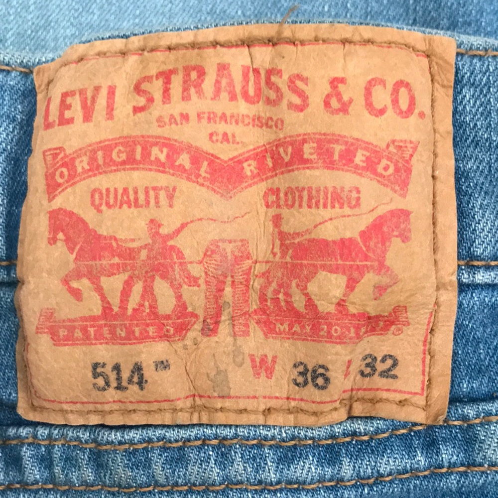 Levi’s 514 jeans zipper blue, stretch, below waist, reg fit thru thigh W… - Picture 3 of 9